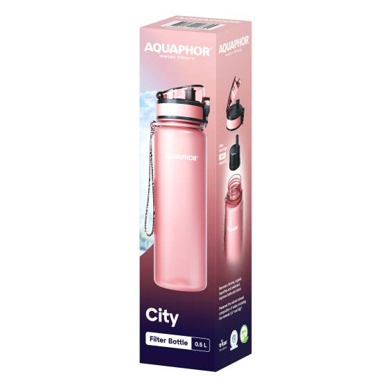Sticlă cu filtru AQUAPHOR City (glow pink)