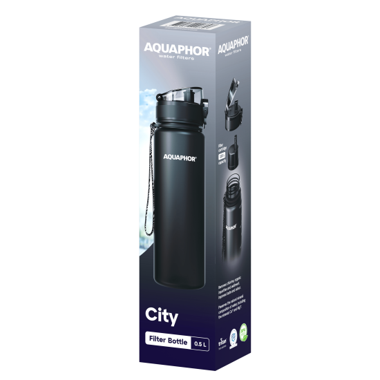 Sticlă cu filtru AQUAPHOR City (classic black)